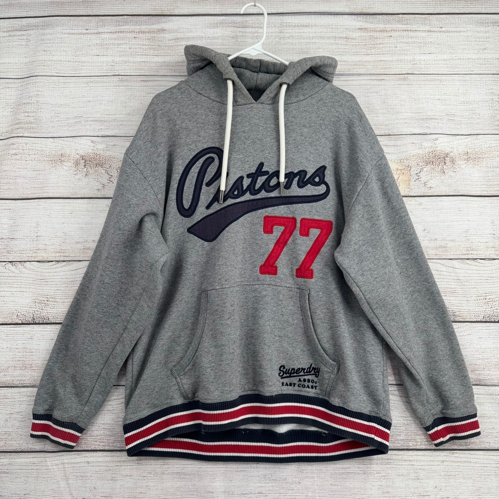 Superdry Hoodie Mens XL Gray Pistons 77 Varsity Graphic Pullover M2011544A